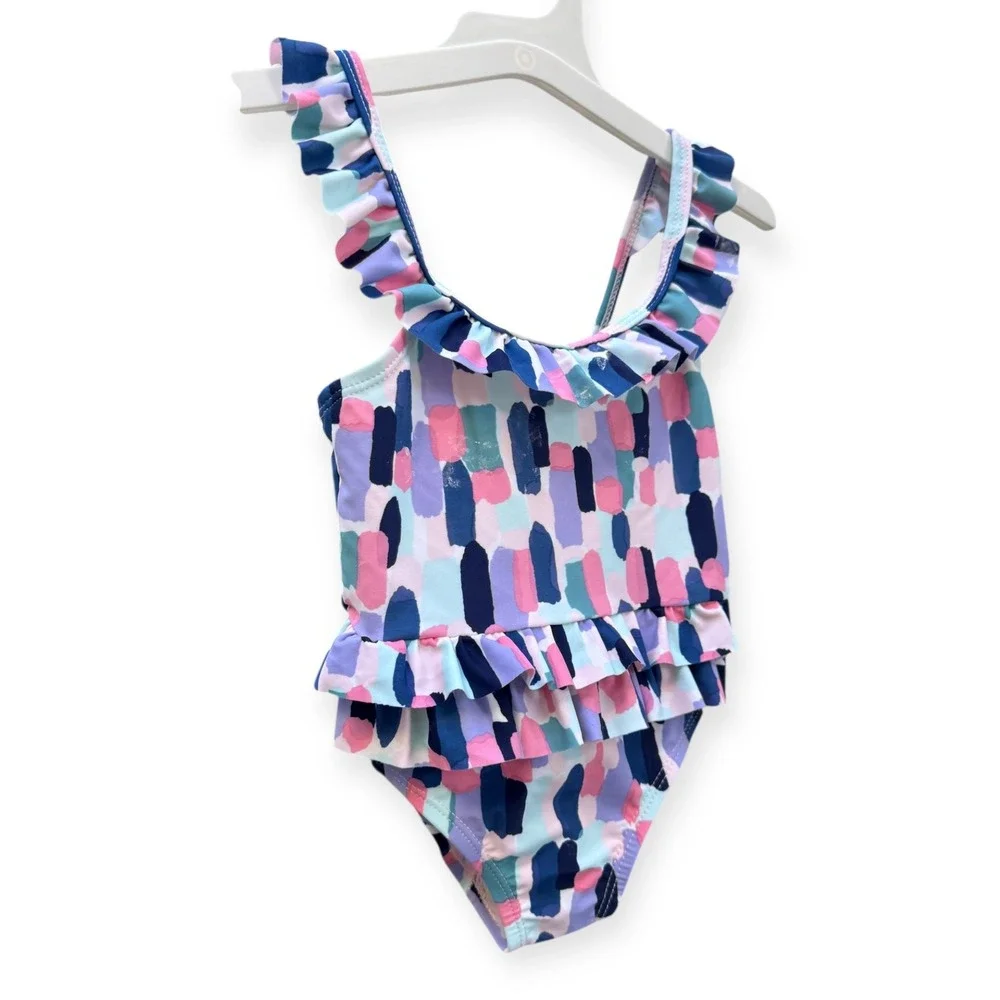 Kate Spade Swimsuit Ruffle Trim Abstract Print One Piece‎ Swimsuit